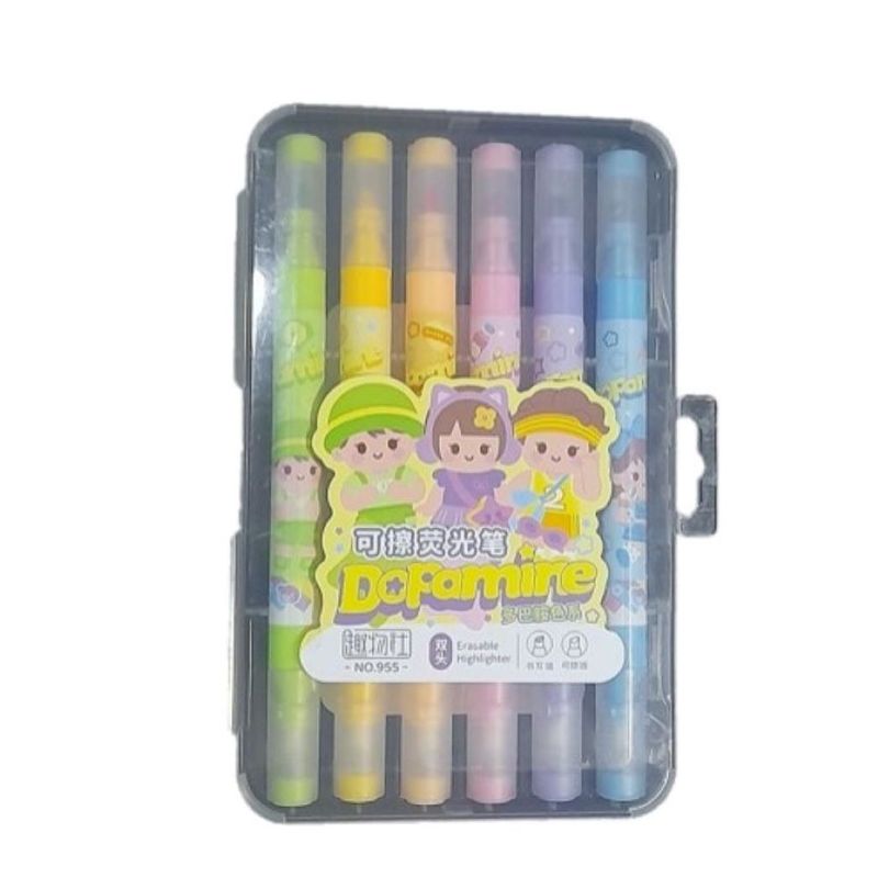 GENERICO - ESTUCHE DE 6 RESALTADORES BORRABLES KAWAI