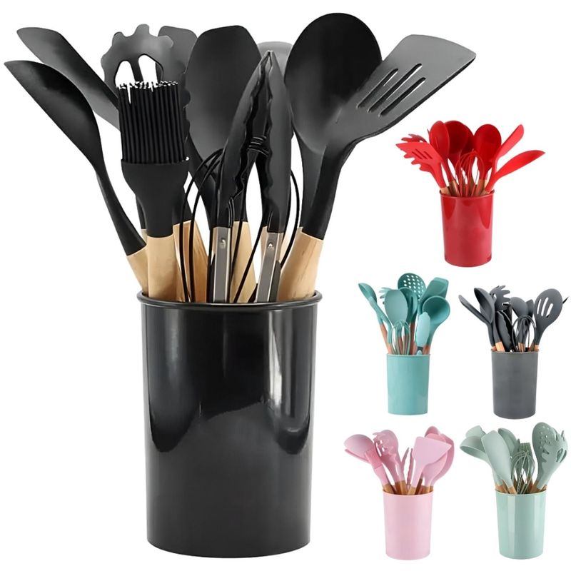 MINARI - Set de Cucharones Silicona Utensilios de Cocina 11PCS -Color aleatorio