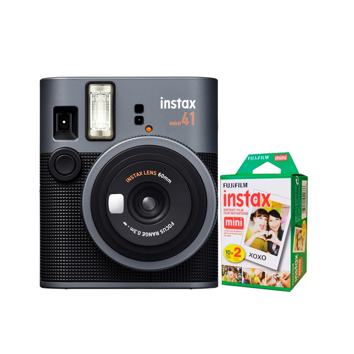 FUJIFILM - Camara Fujifilm Instax Mini 41 Black + Pack de Pelicula x 20