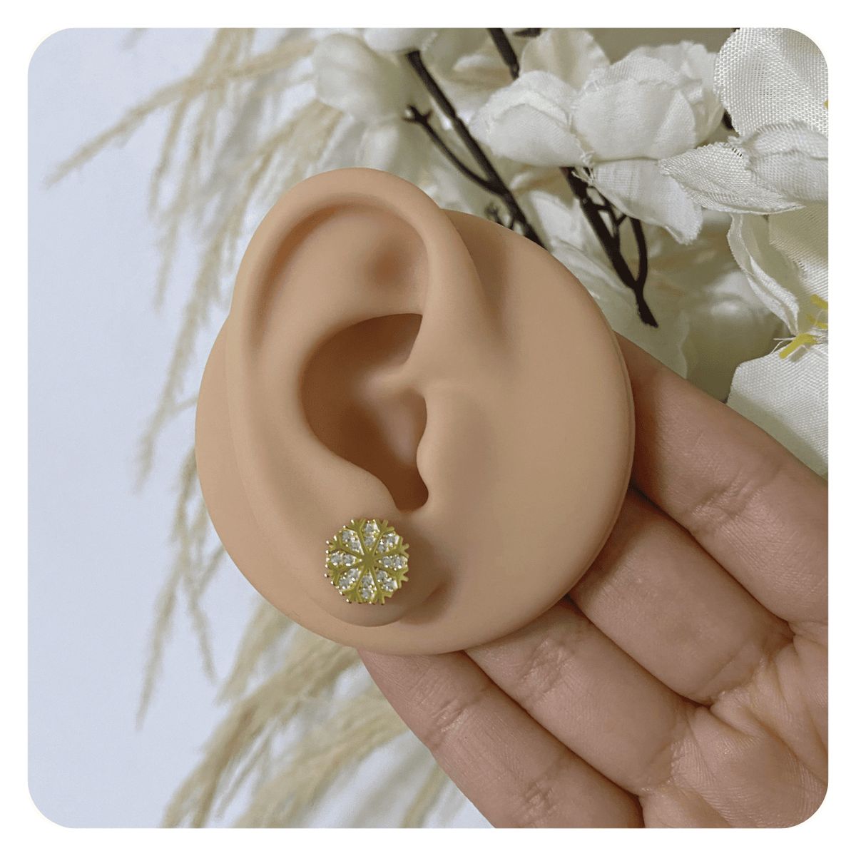 GENERICO - Aretes Copo De Nieve Regalo Plata Enchapada Oro Amarillo