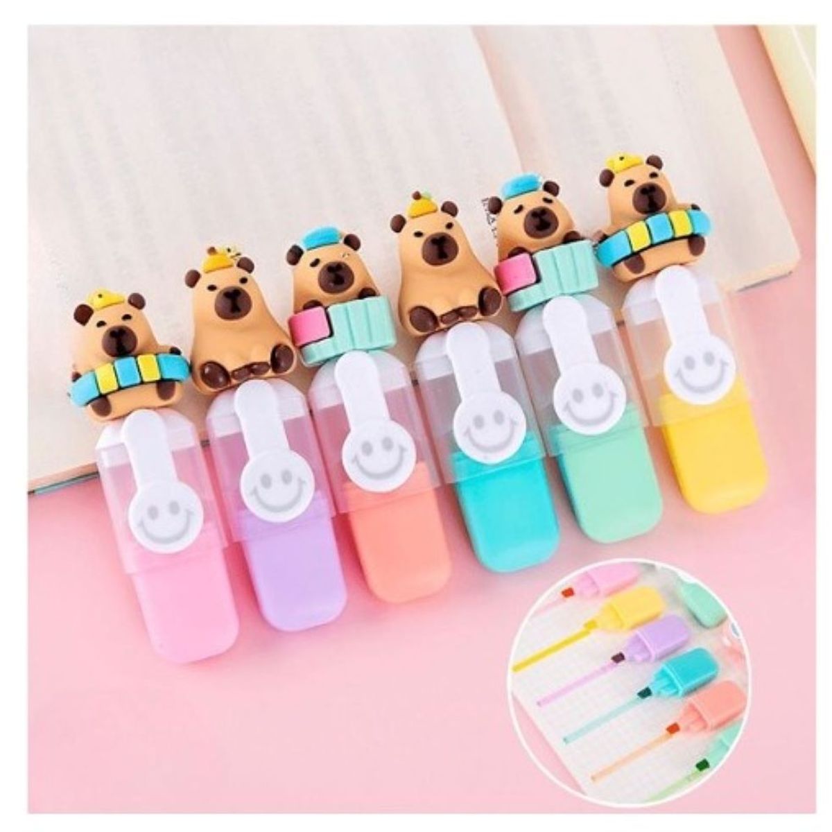 GENERICO - MINI RESALTADORES CAPIBARA HIG HLI X6 UNIDADES