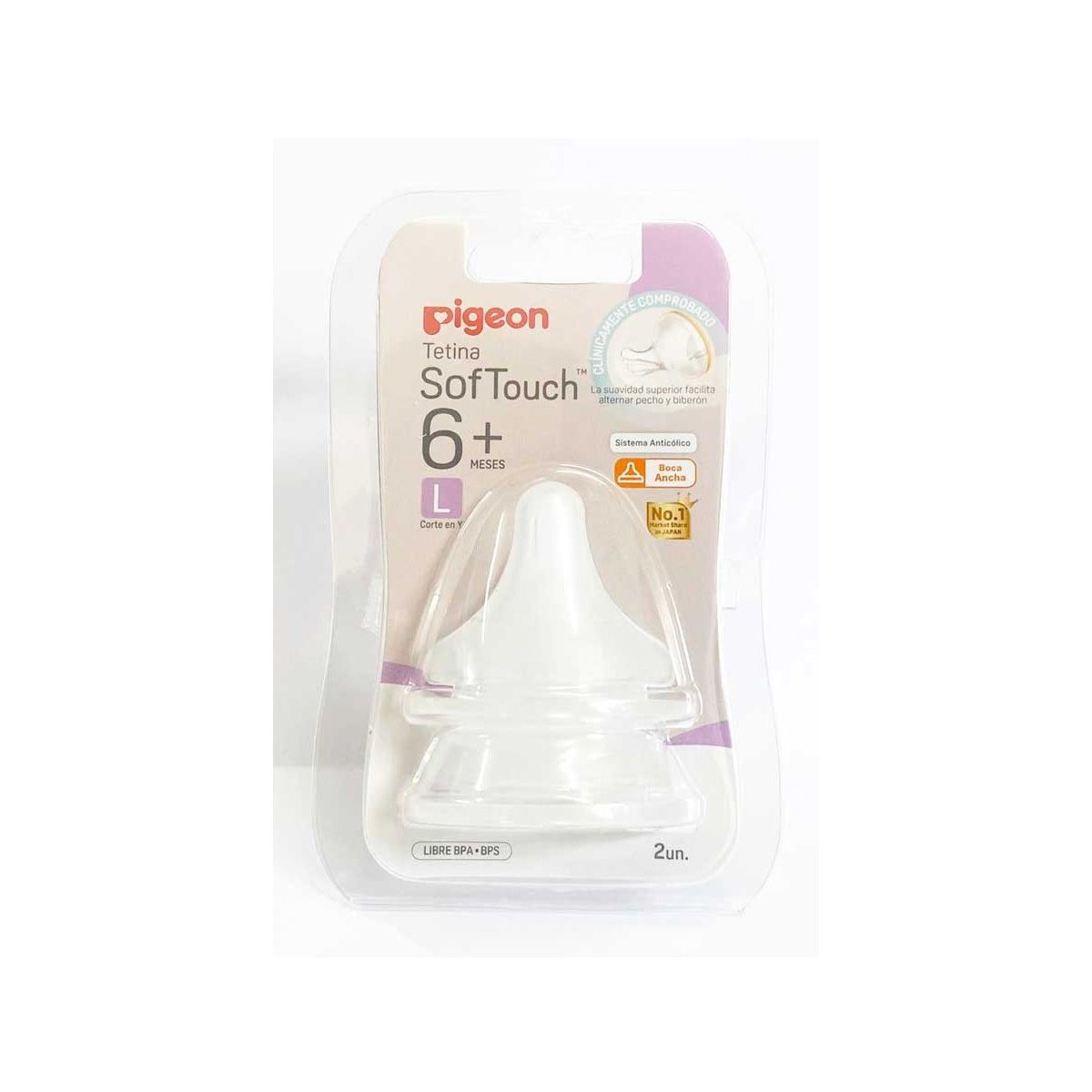 PIGEON - Tetina L Pigeon Peristáltica Boca Ancha 2 Unid.