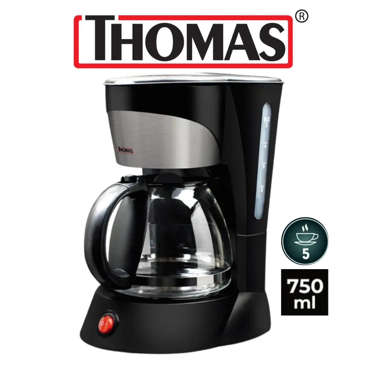 THOMAS - CAFETERA THOMAS 750ML COLOR NEGRO MOD TH-130