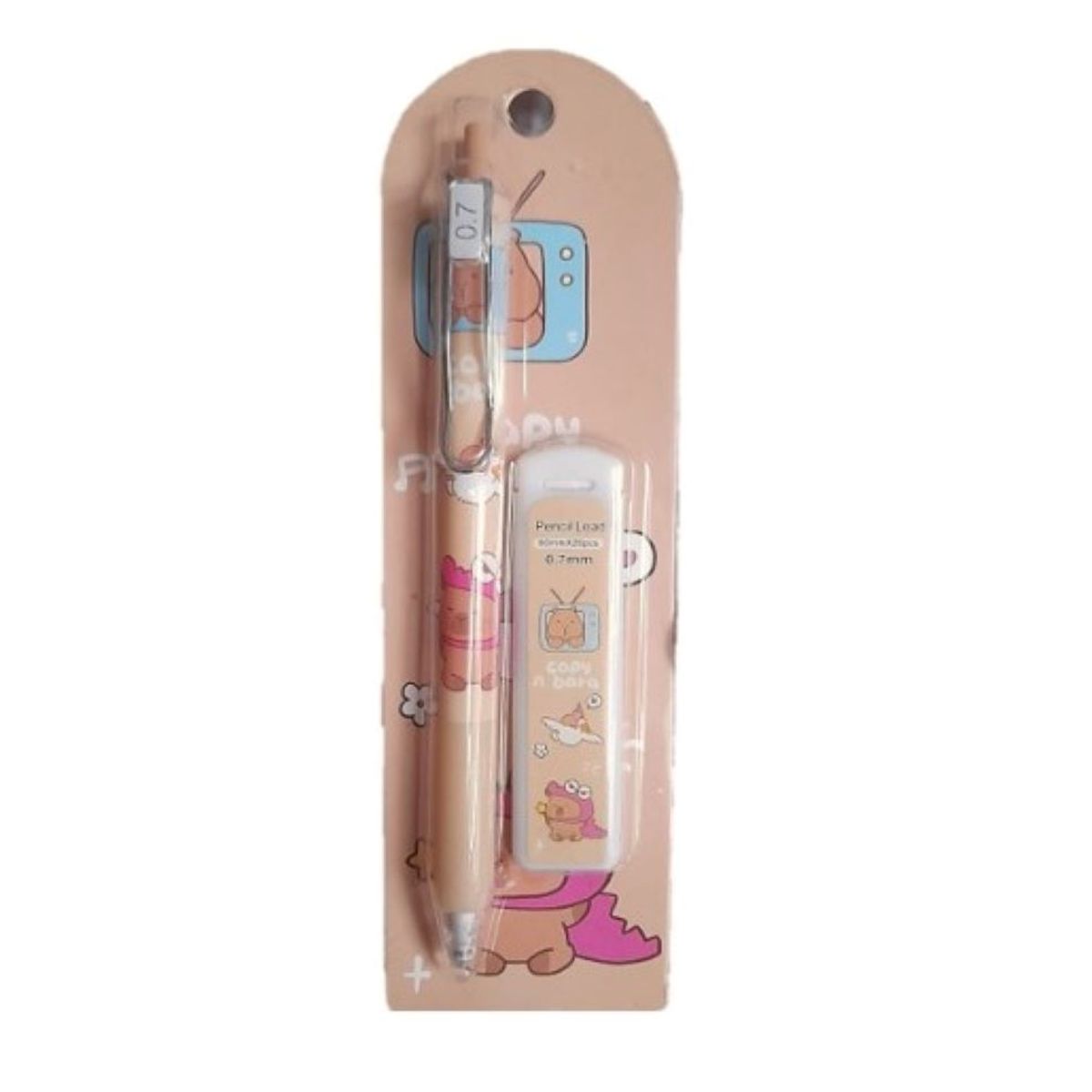 GENERICO - SET LAPIZ PORTAMINA 0.7 mm CON REPUESTO DE MINAS CAPIBARA tv