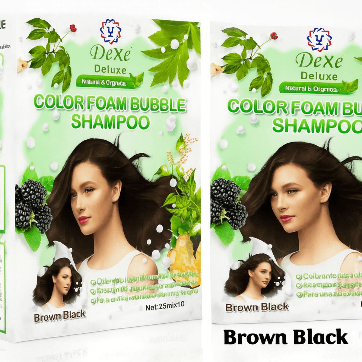 DEXE - Shampoo Dexe Brown Black colorante para cabello caja x 10 unds