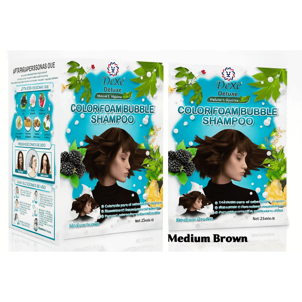 DEXE - Shampoo Dexe Medium Brown colorante para cabello caja x 10 unds