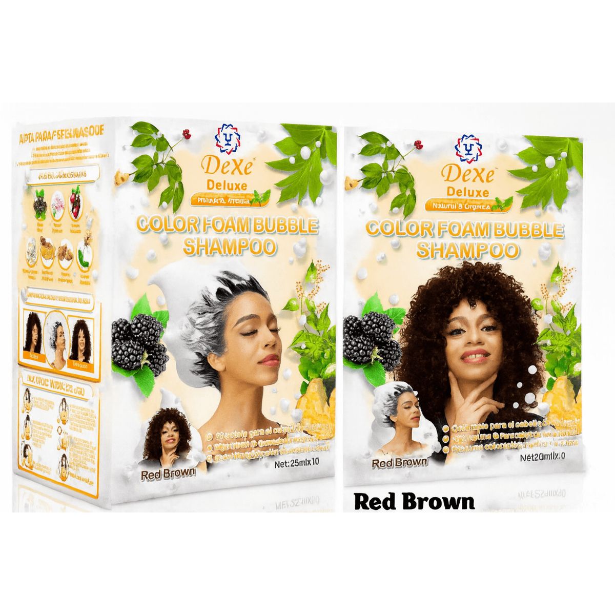 DEXE - Shampoo Dexe Red Brown colorante para cabello caja x 10 unds