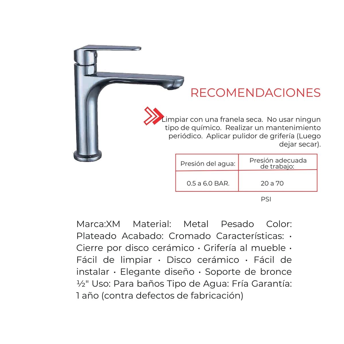 XM - Grifo para baño Cromado L0383