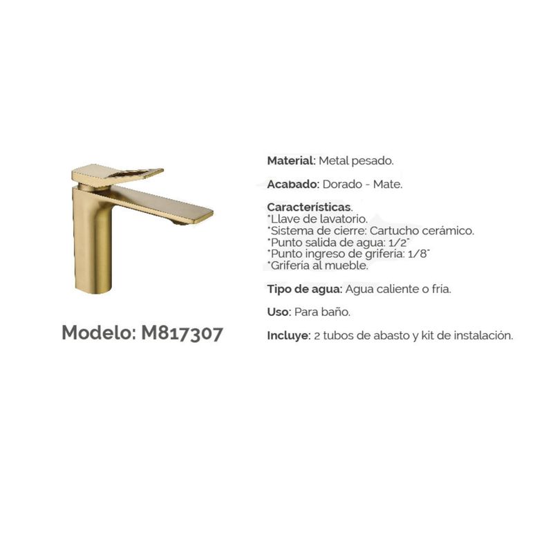 XM - Grifo elegante Baja para baño Dorado M817307