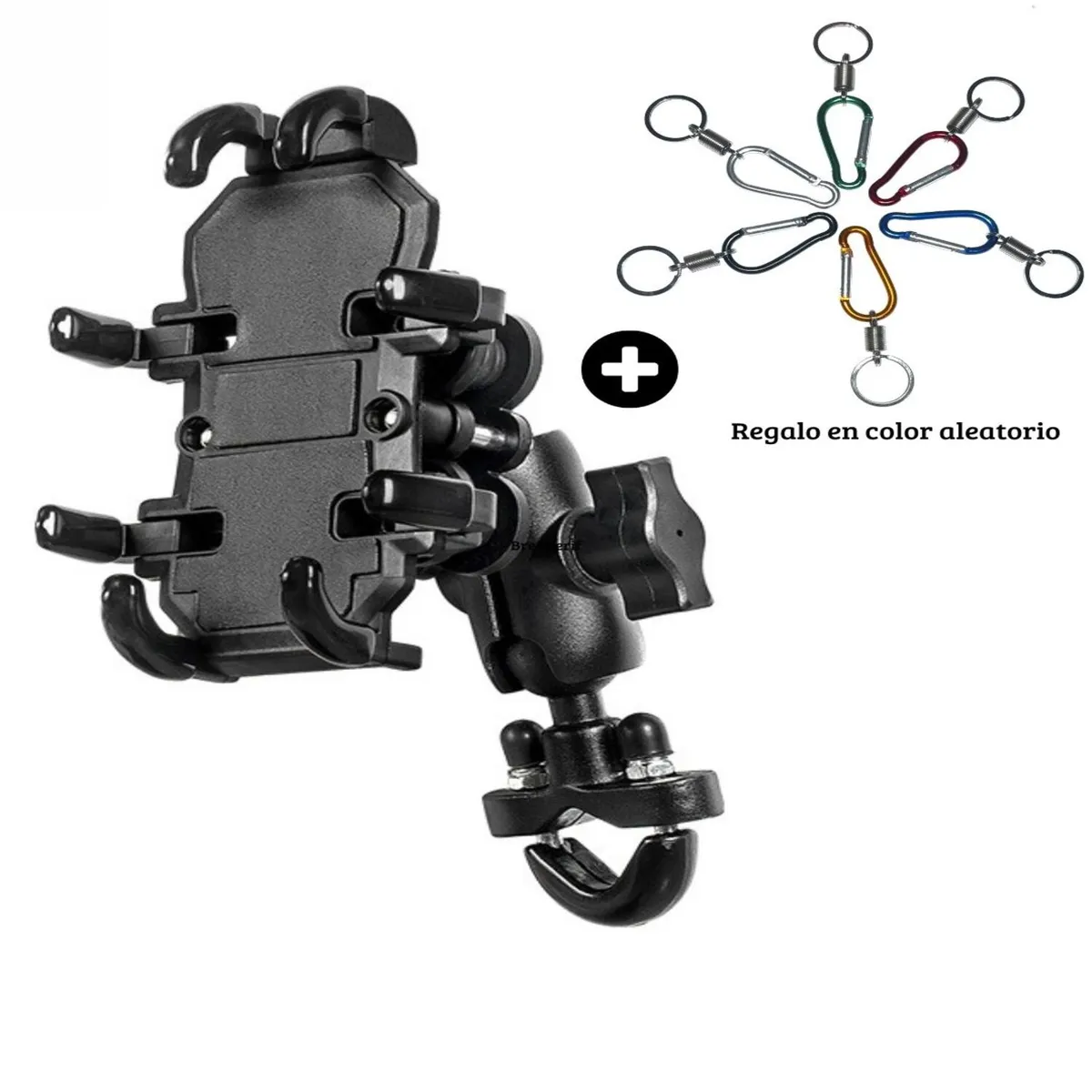 GENERICO - Soporte Para Celular 8 Agarres Moto + Llavero Arnés de Regalo