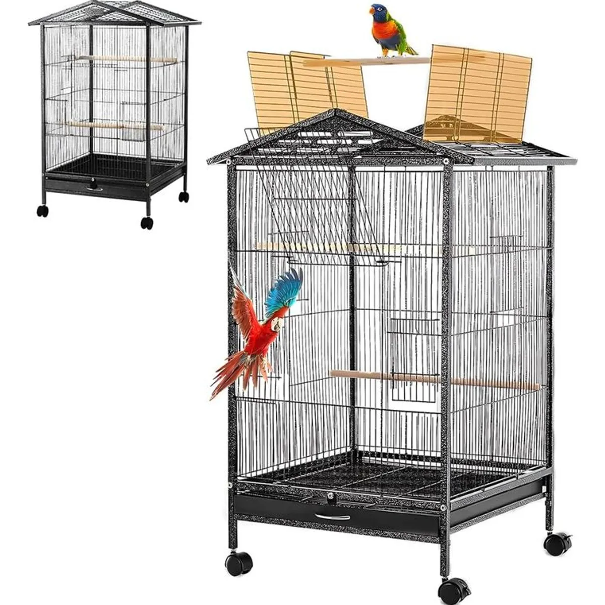 PELUDINES - Jaula Grande De Metal Con Ruedas 97cmx46cmx46cm