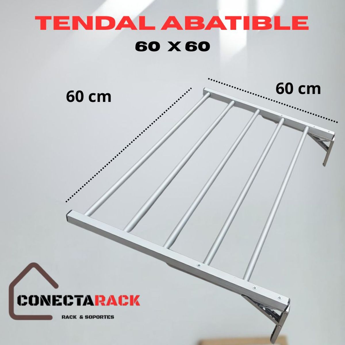 NACIONAL - Tendedero Abatible de 60 cm x 60 xm  aluminio de alta calidad.