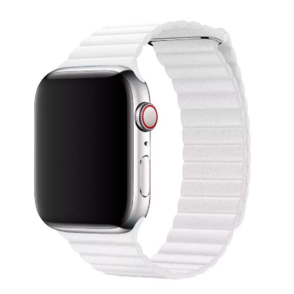 GENERICO - Correa de Cuero imantado para Apple Watch 45mm - Blanco