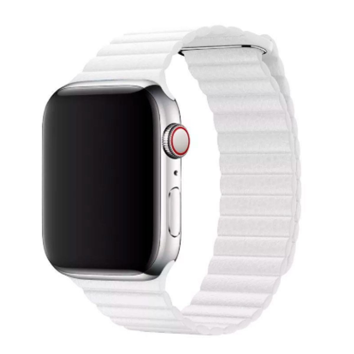 GENERICO - Correa de Cuero imantado para Apple Watch 45mm - Blanco