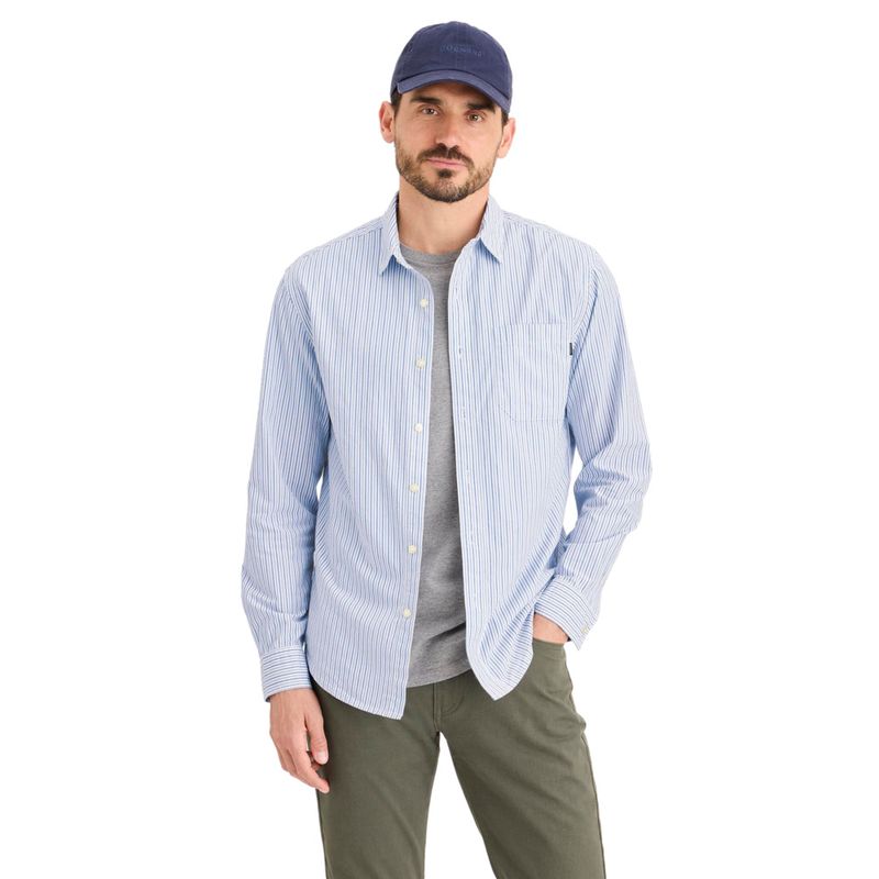 DOCKERS - Camisa Hombre Ultimate LS Regular Fit Azul Dockers