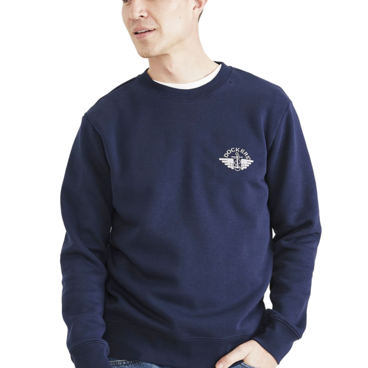 DOCKERS - Polera Hombre Crewneck Regular Fit Azul Dockers