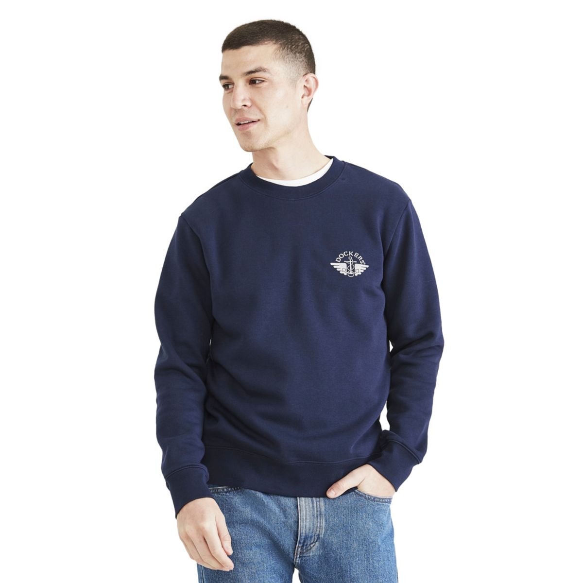 DOCKERS - Polera Hombre Crewneck Regular Fit Azul Dockers