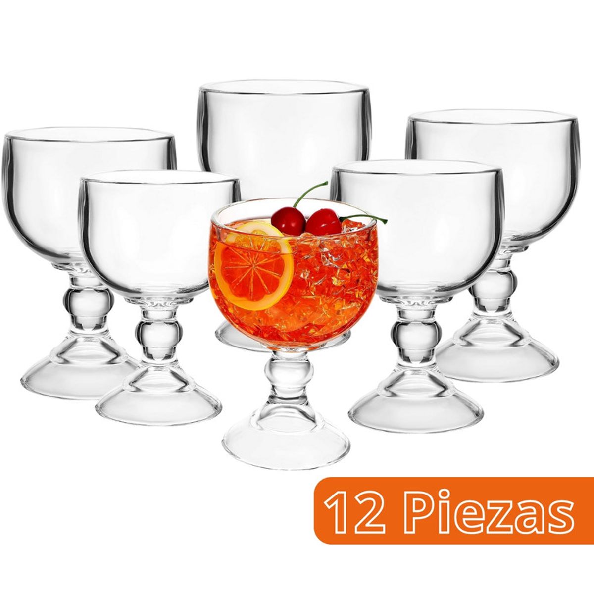 PENTHA - Copa Chabela 620ml 12 Copas Crisa Vidrio Resistente Multiuso