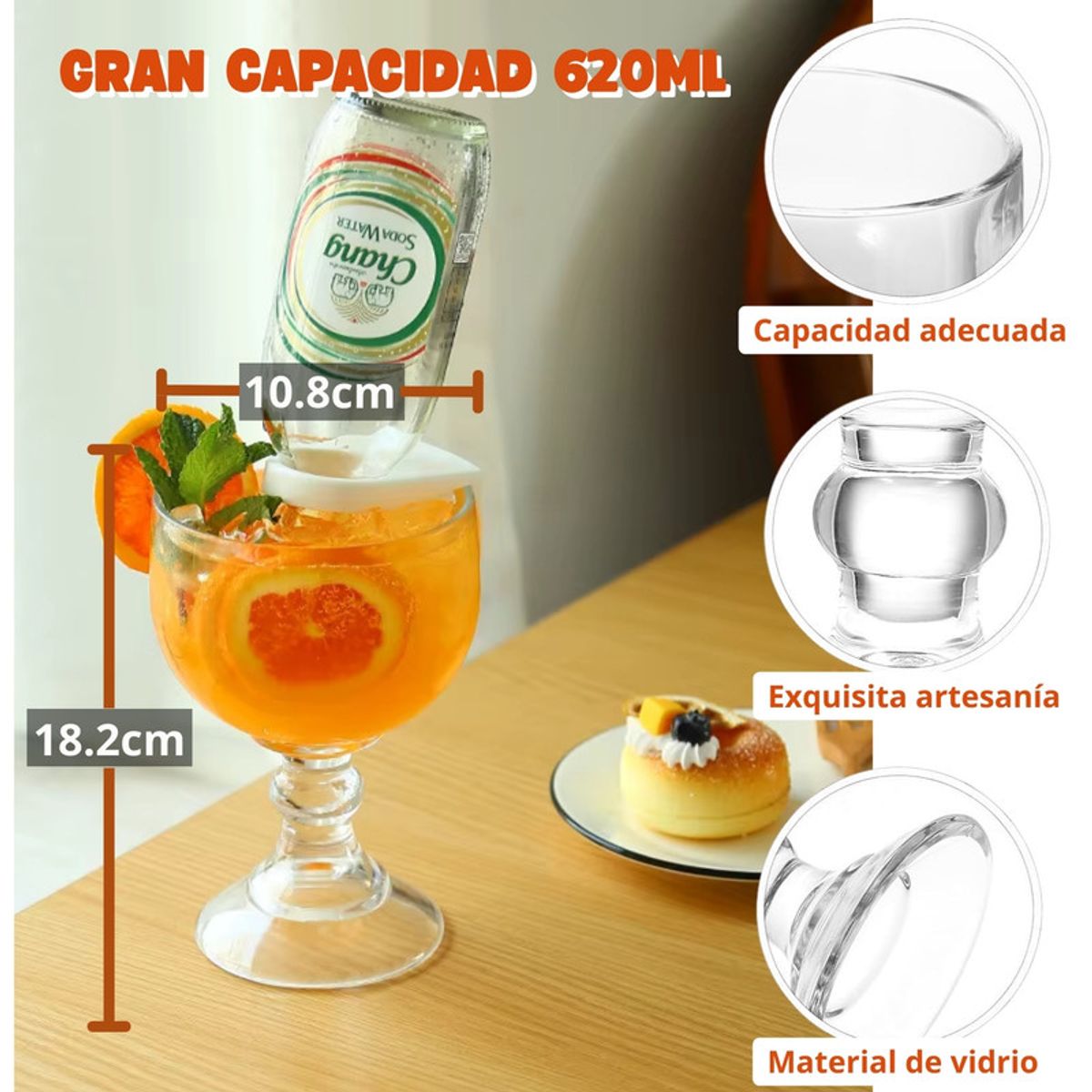 PENTHA - Copa Chabela 620ml 12 Copas Crisa Vidrio Resistente Multiuso