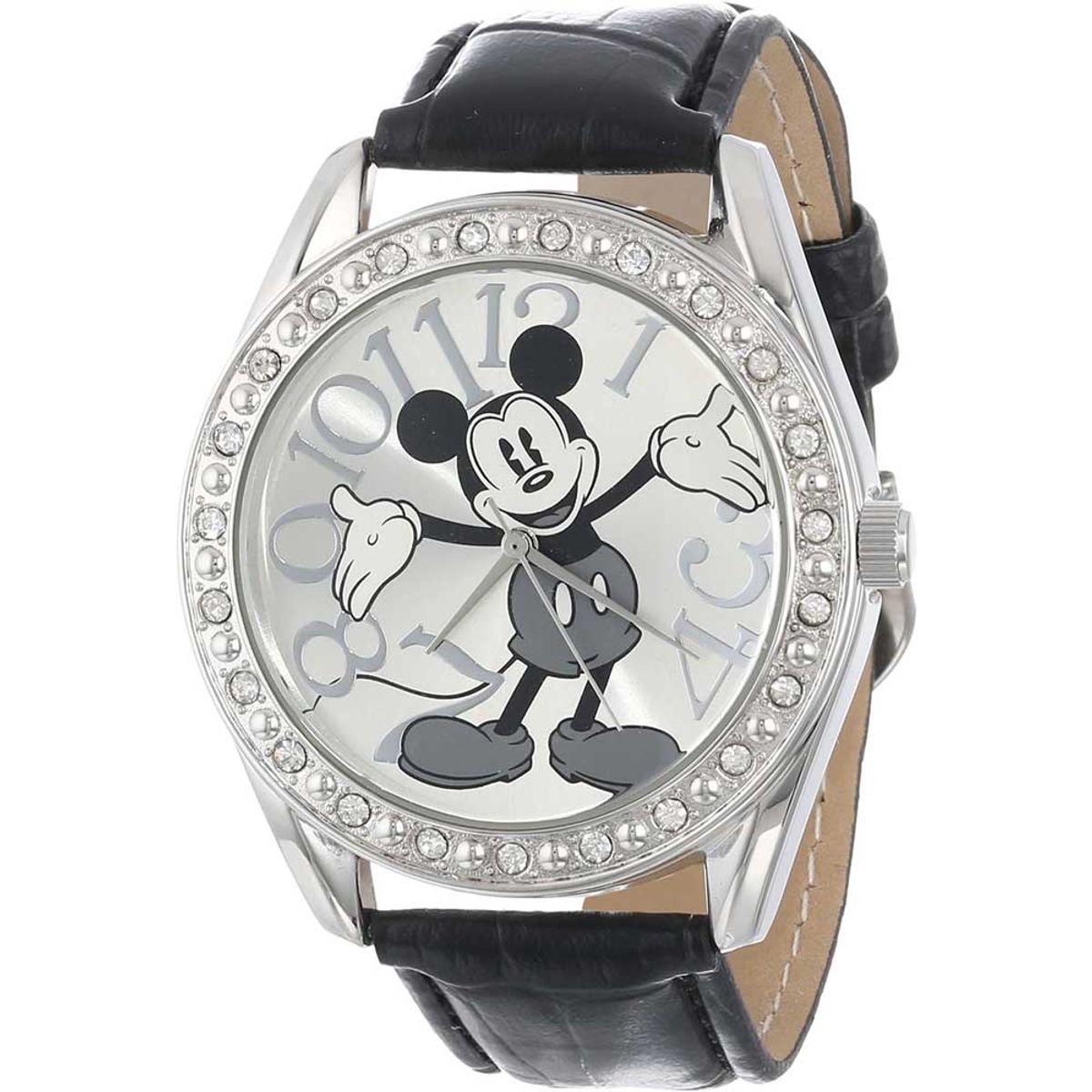 DISNEY - Reloj Mujer Disney Mickey Mouse Analógico Casual Piedras Negro MK1015