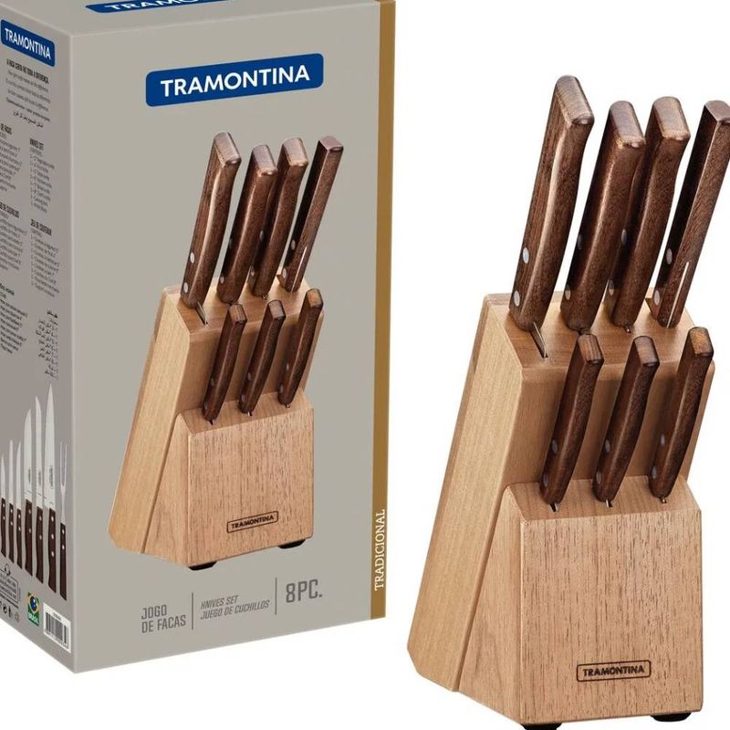 TRAMONTINA - Juego de Cuchillos Tramontina Soporte 08 Piezas