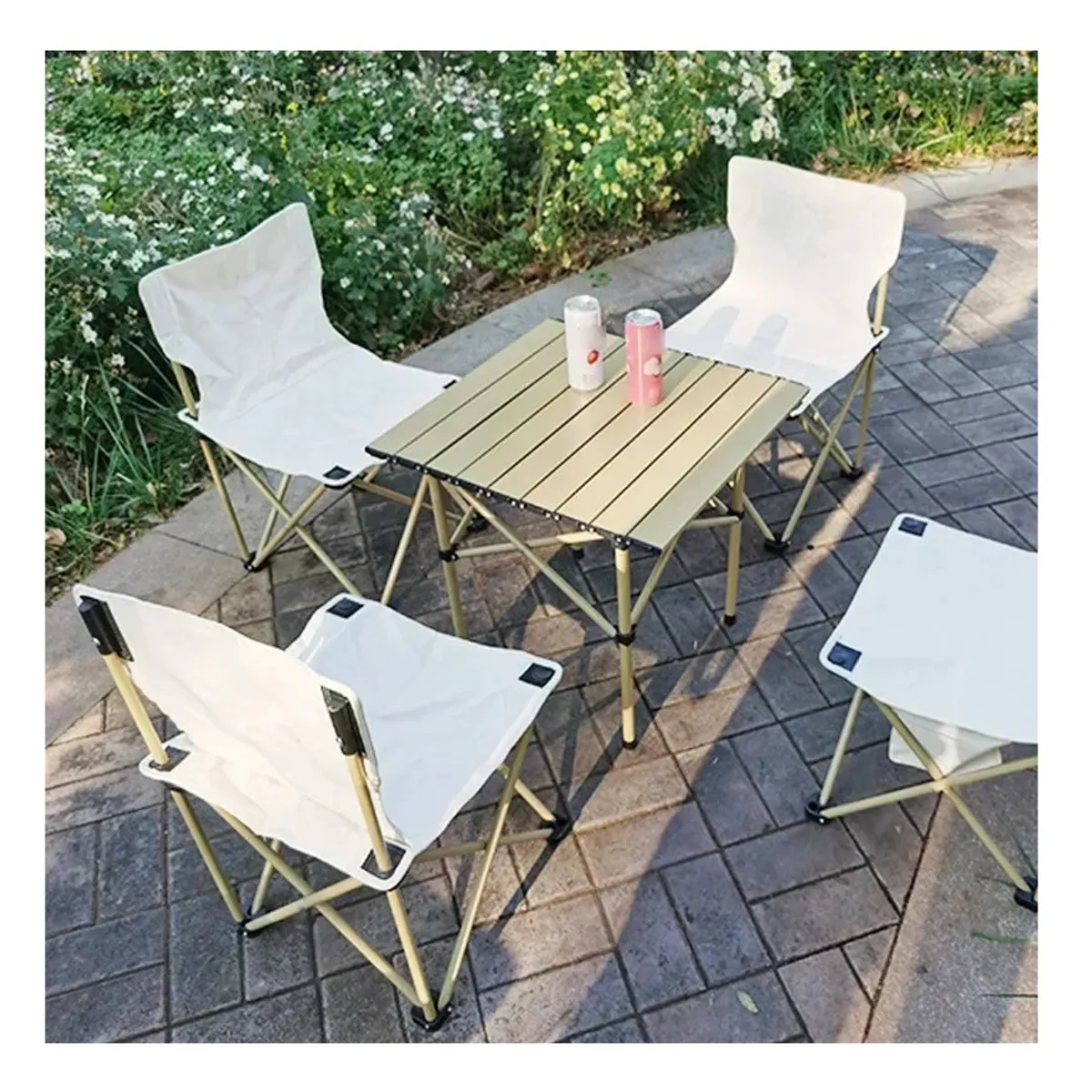 GENERICO - Silla Plegable De Camping Playa Piscina Terraza Biege