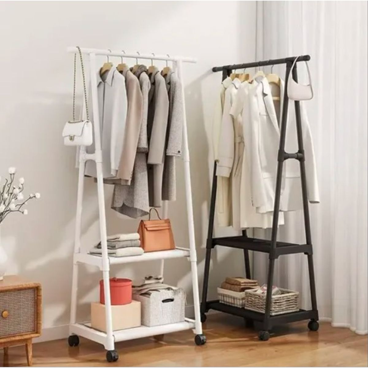 INSPIRA MARKET - Estante Organizador Colgador Perchero de Ropa Dormitorio Negro