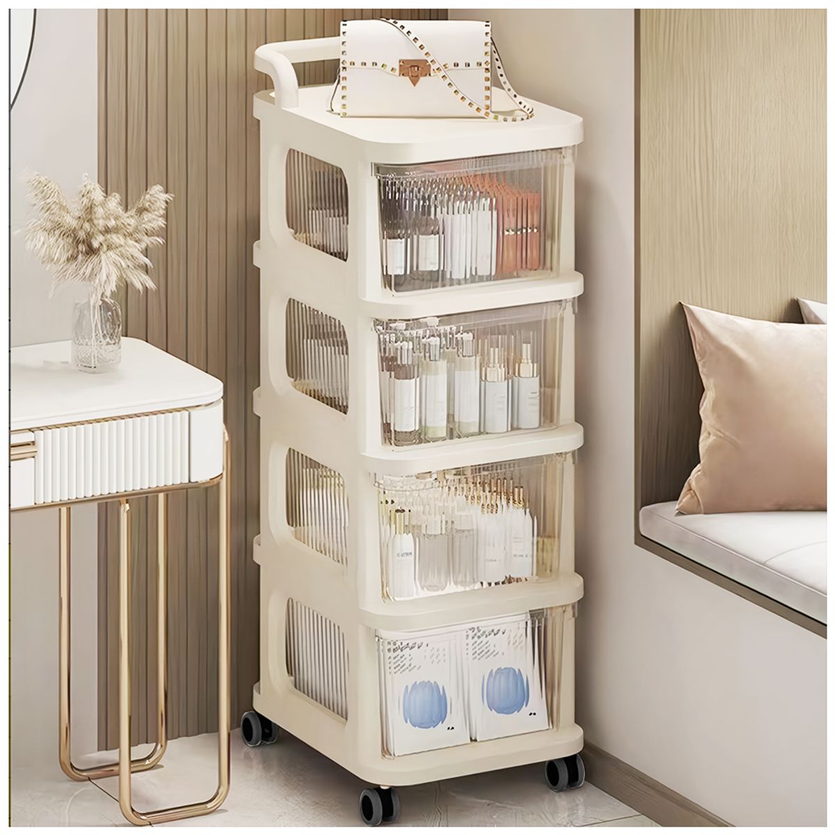 KELLER - Organizador con Ruedas de 4 Niveles para Baño CT4