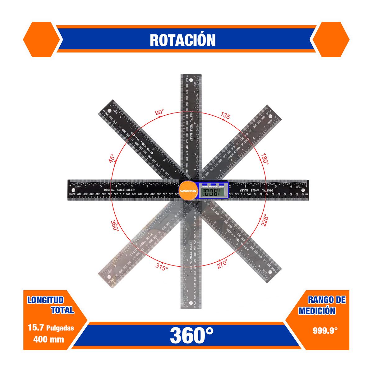 GENERICO - Regla Digital Transportador 360° Con Pantalla Lcd Precisa