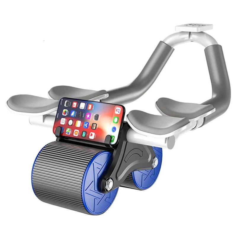 GENERICO - Rodillo Rueda Abdominal Pro Con Rebote Automatico 2 en 1 Azul