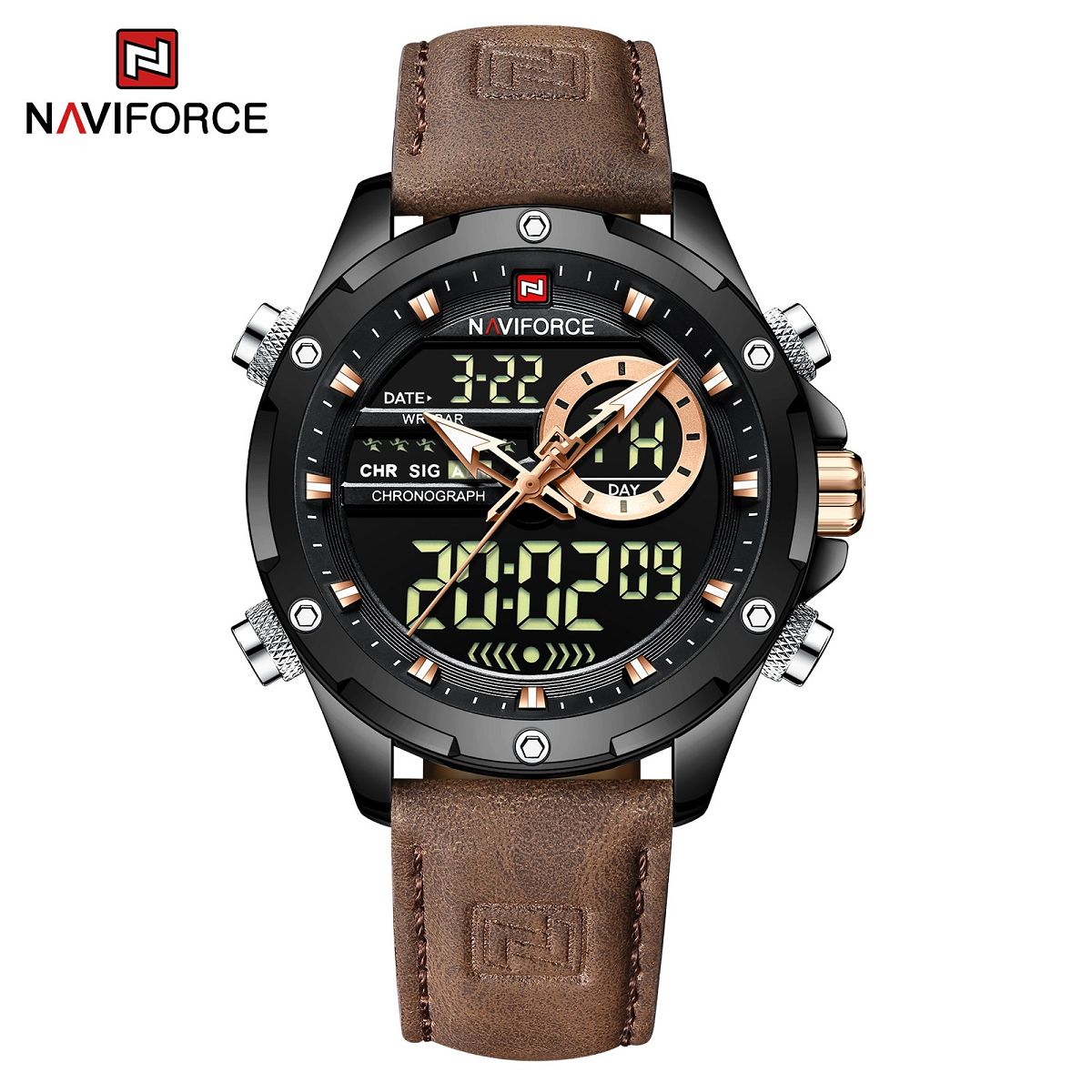 NAVIFORCE - Reloj Naviforce 9208 para Hombre con Correa de Cuero en Caja