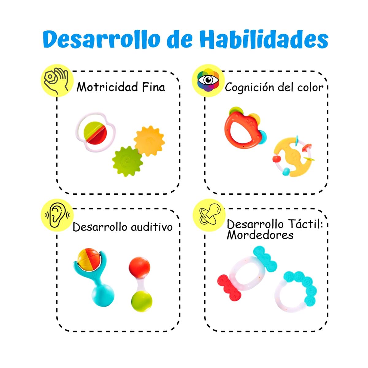HUANGER - Set de 8 Sonajas de Bebés para la Estimulación Sensorial