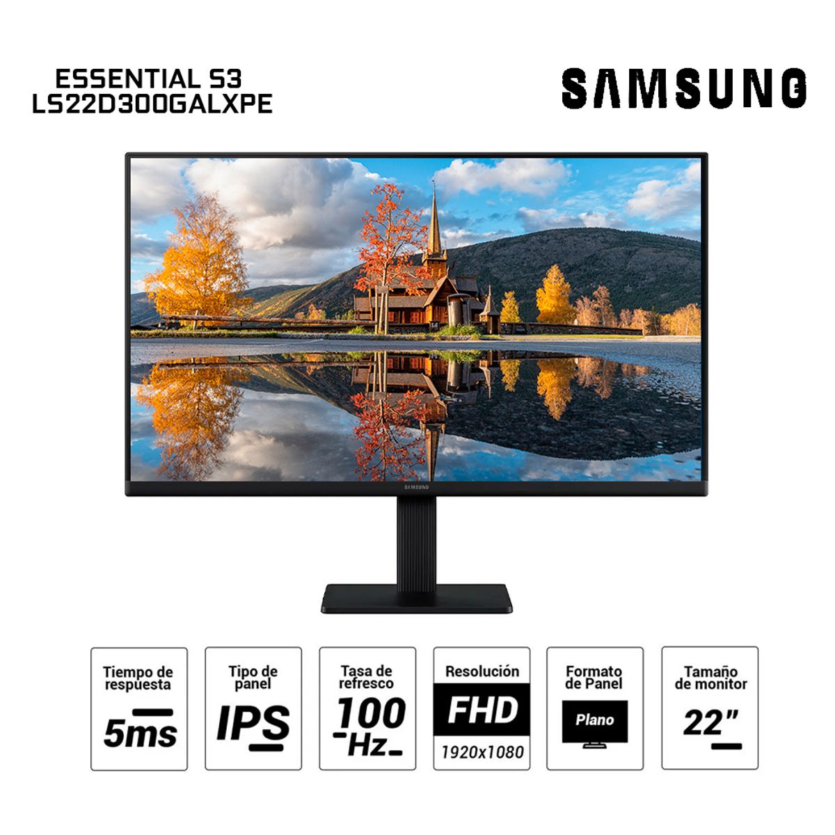 SAMSUNG - Monitor plano SAMSUNG Essential Monitor S3 22 FHD IPS100HzHDMIVGA