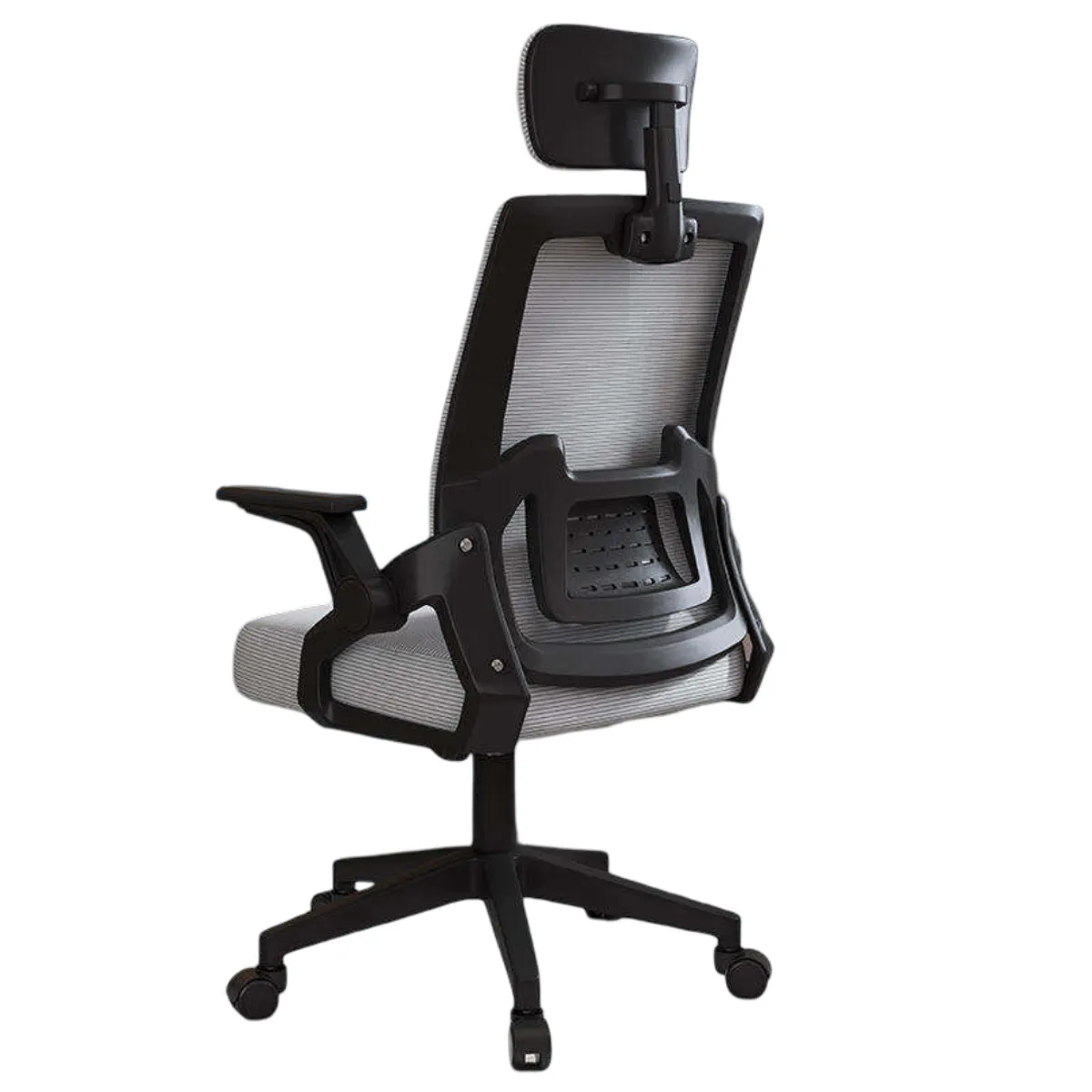 GENERICO - Silla Ergonómica de Oficina con Cabecera y Respaldo Regulables Negro Tela Gris