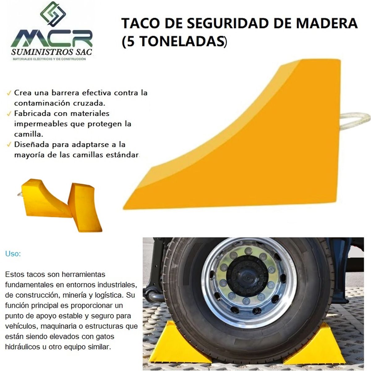 GENERICO - TACO DE SEGURIDAD DE MADERA 5 TONELADA