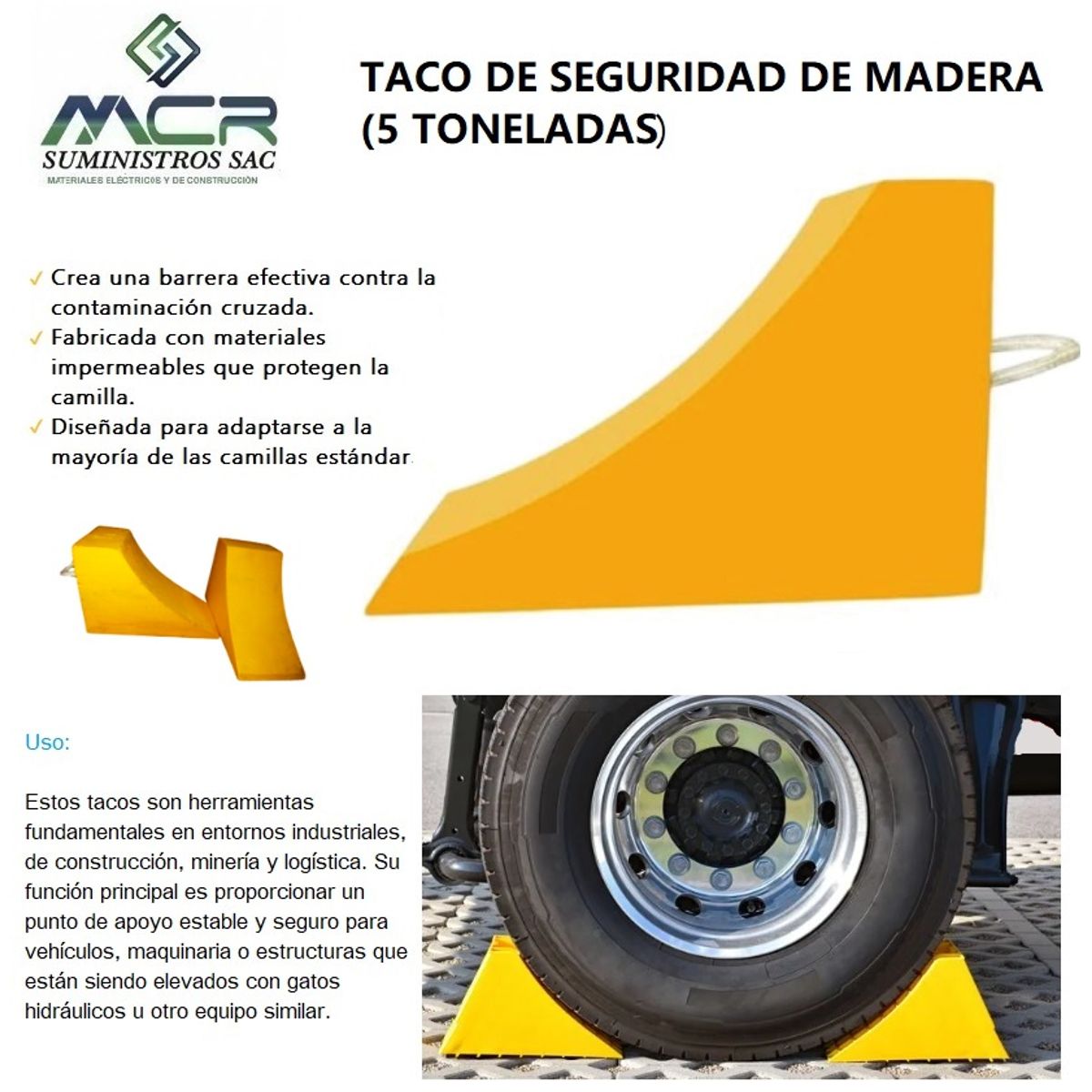 GENERICO - TACO DE SEGURIDAD DE MADERA 5 TONELADA