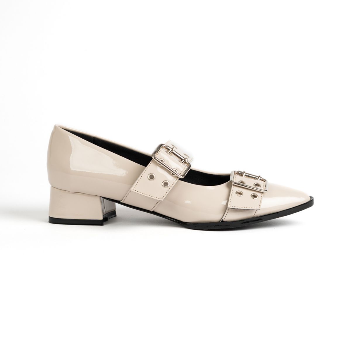 PALINI SHOES - taco 3 en punta para mujer color hueso