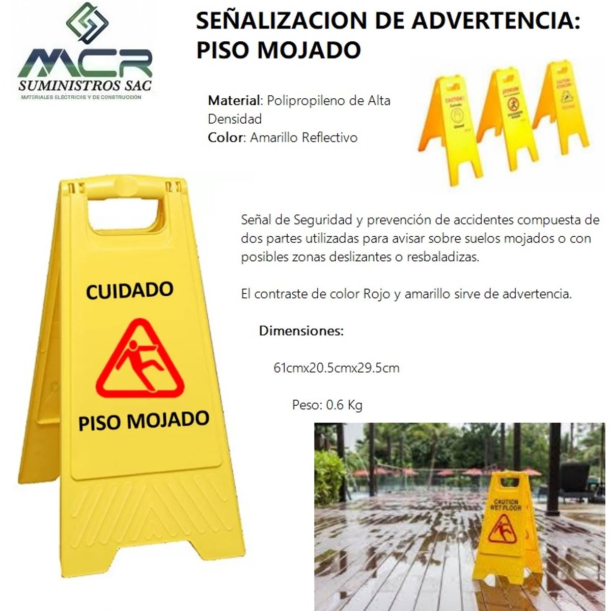 GENERICO - CARTEL SEÑALIZACION DE ADVERTENCIA PISO MOJADO