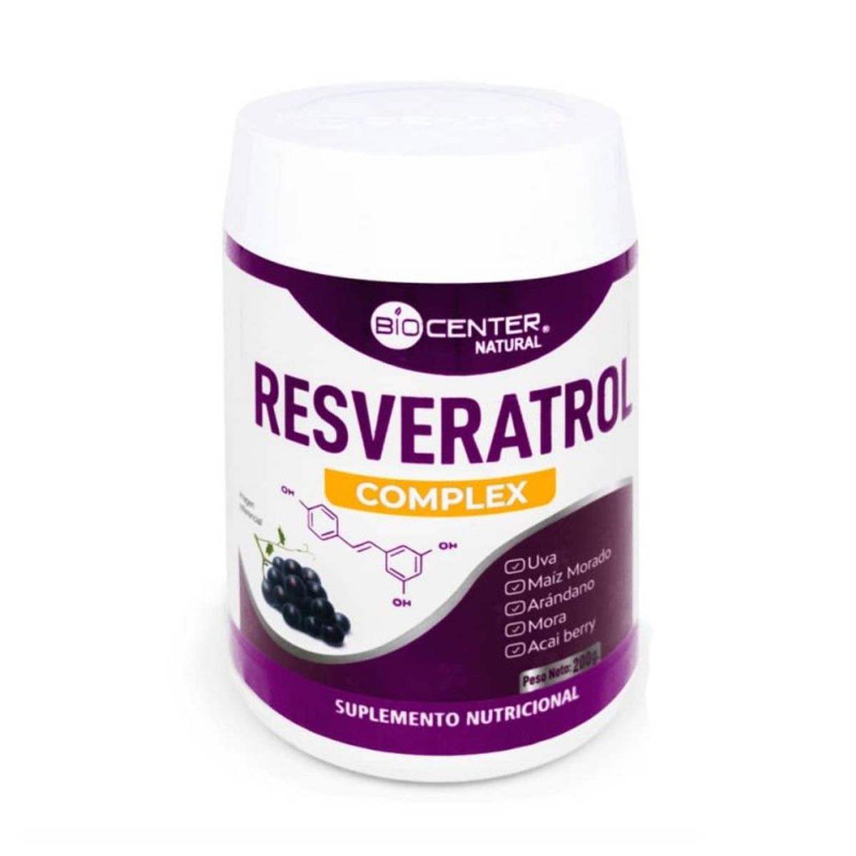 BIOCENTER NATURAL - Resveratrol en polvo x 200 gr- BioCenter Natural