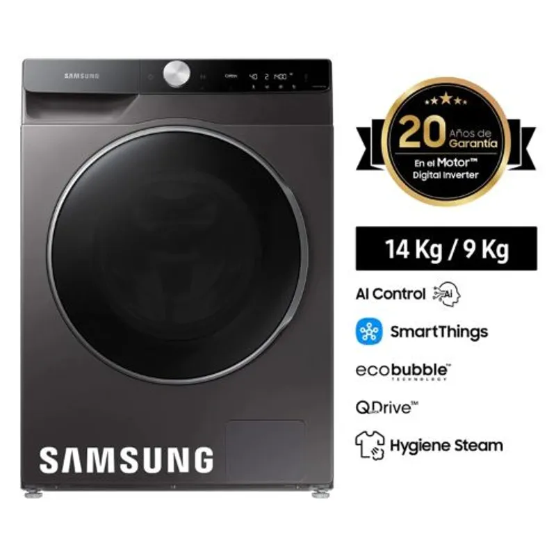 SAMSUNG - Lavaseca Samsung 14Kg  9Kg Carga Frontal AI Control WD14TP04DSX - Inox