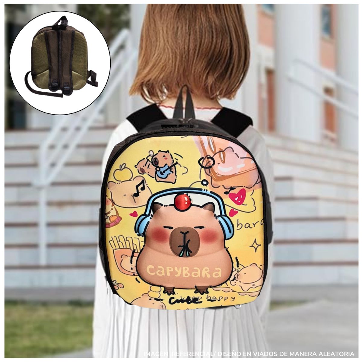 GENERICO - Mochila Capibara Escolar Kawai Niños y Niña