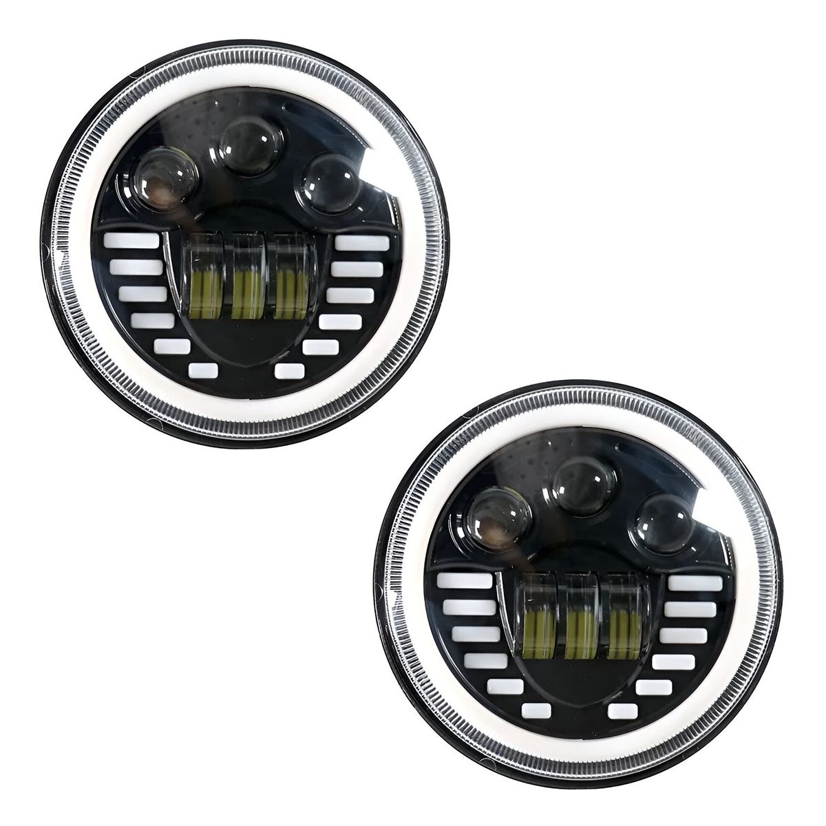 GENERICO - 2 Pcs Faro LED Redondo 7Pulg con Aureola Neón