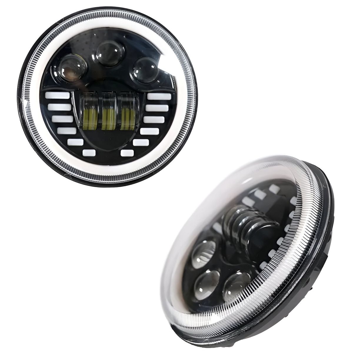 GENERICO - 2 Pcs Faro LED Redondo 7Pulg con Aureola Neón