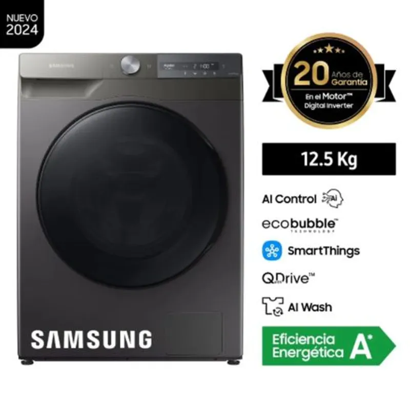 SAMSUNG - Lavaseca Samsung 12.5Kg /  7Kg Carga Frontal AI Control WD12T704DBN- Inox