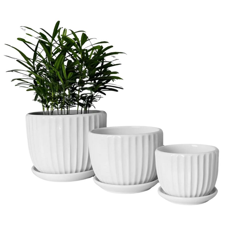 INSPIRA MARKET - Set x3 Maceteros de Cerámica 14 x 11 x 8