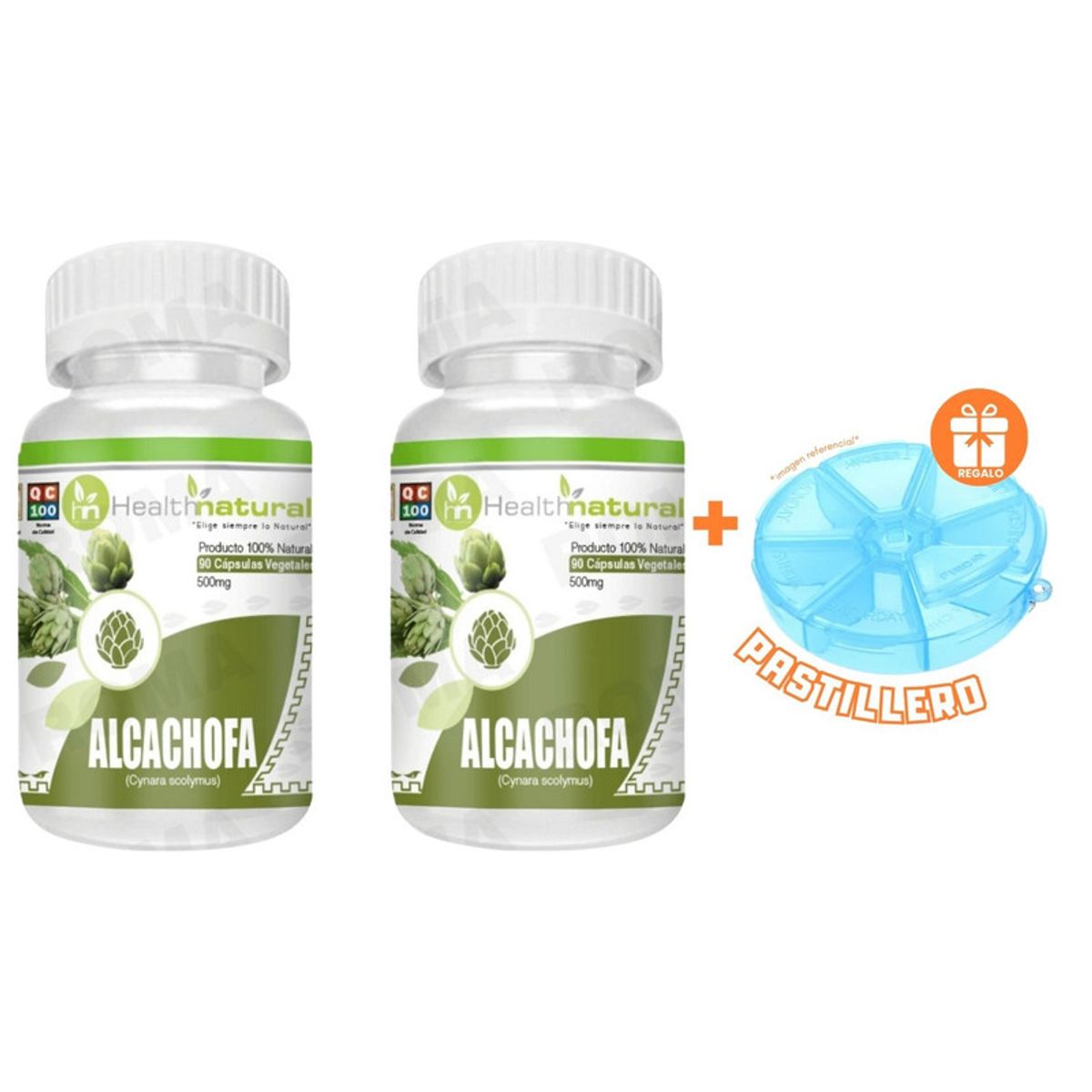 HEALTHNATURAL - PACK 2 ALCACHOFA HEALTHNATURAL 1000MG + REGALO PASTILLERO