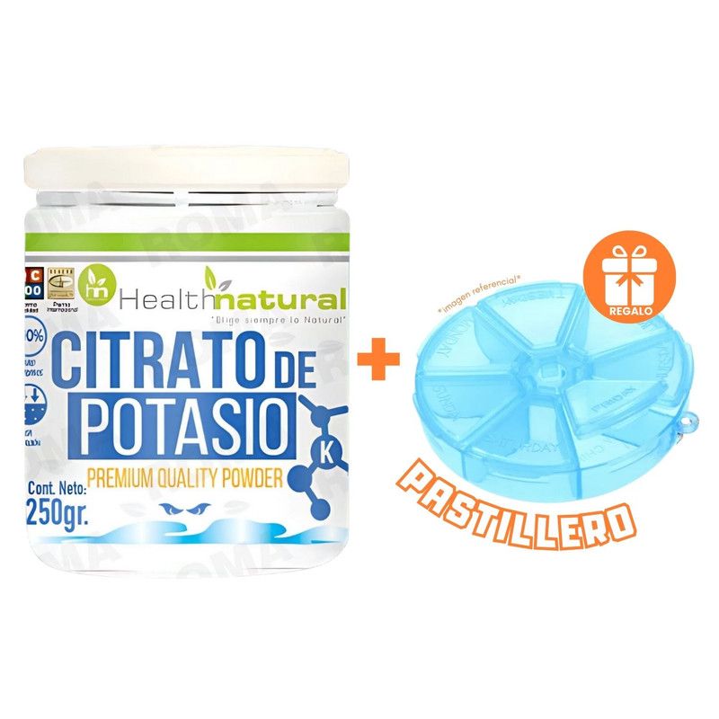HEALTHNATURAL - CITRATO DE POTASIO PREMIUM HEALTHNATURAL 250GR + REGALO PASTILLERO