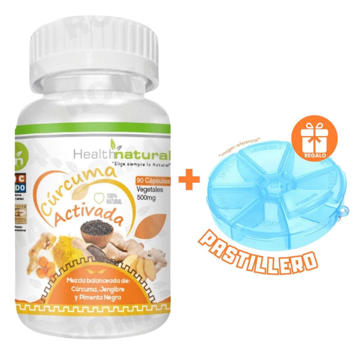 HEALTHNATURAL - CÚRCUMA ACTIVADA HEALTHNATURAL 500MG + REGALO PASTILLERO