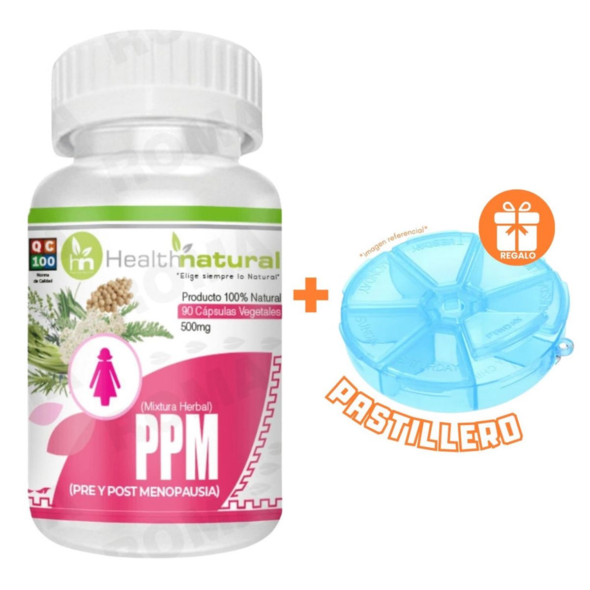 HEALTHNATURAL - PPMPRE Y POST MENOPAUSIA HEALTHNATURAL 500MG + REGALO PASTILLERO