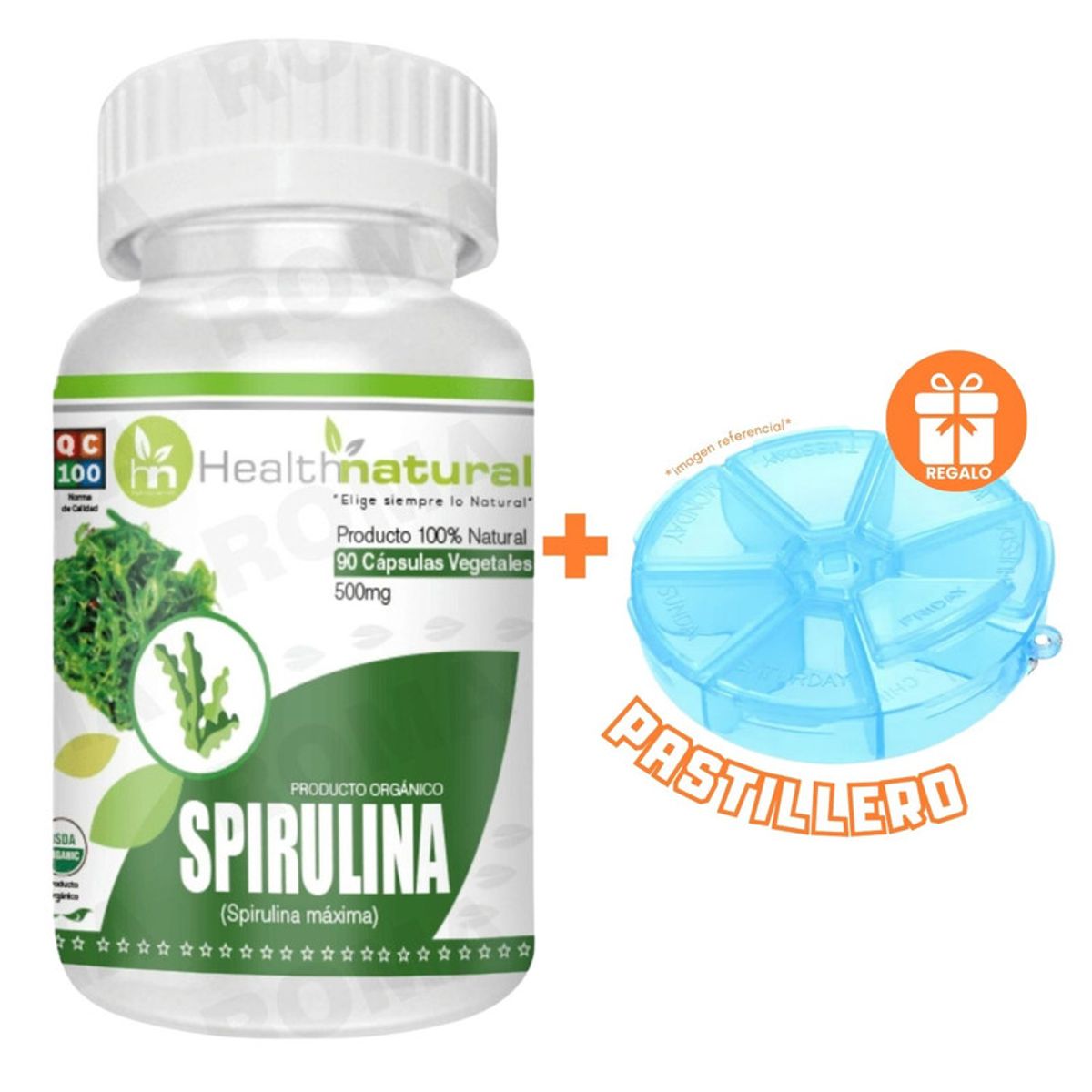 HEALTHNATURAL - SPIRULINA HEALTHNATURAL 500MG + REGALO PASTILLERO